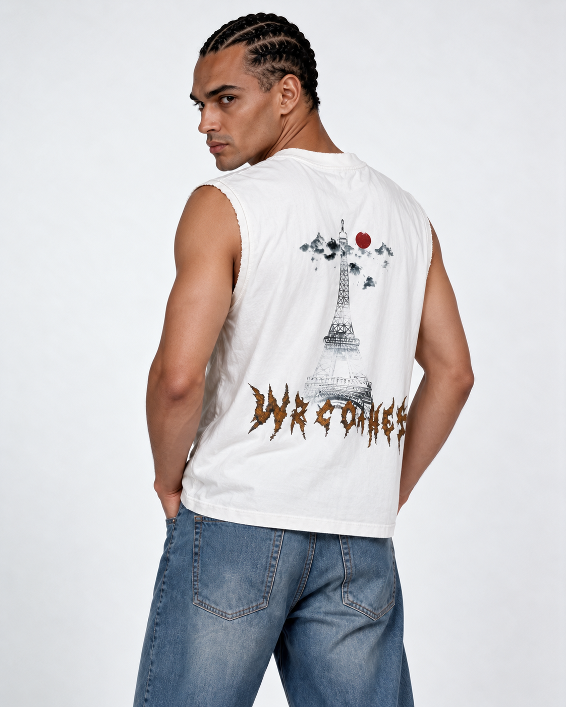 Graphic Sleeveless Top Knit Regular Fit -JE-X