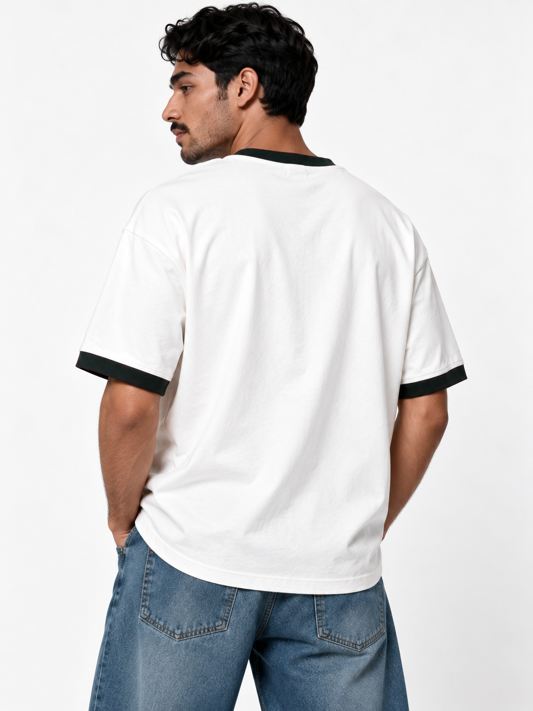 Ribbed Collar Graphic T-Shirt Regular Fit - JE-X