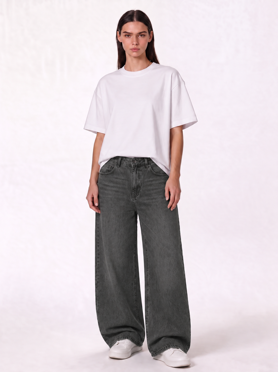 Washed Jeans Denim Wide Leg - Genz Saudi
