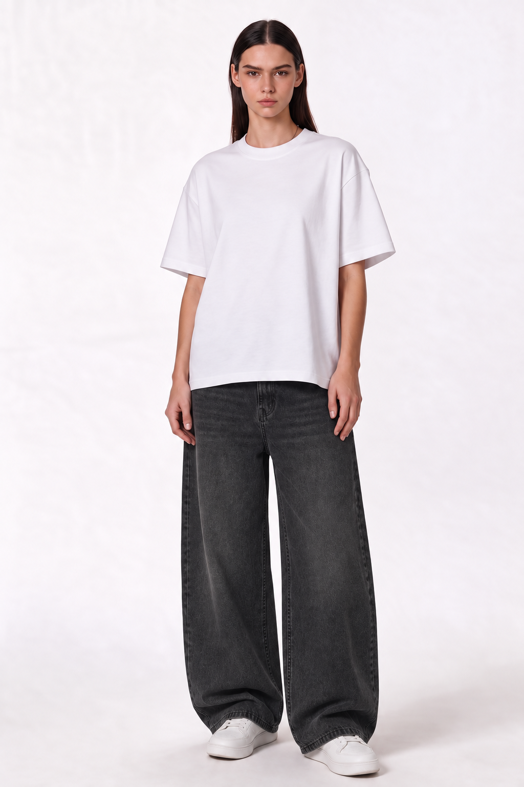 Washed Jeans Denim Wide Leg - Genz Saudi
