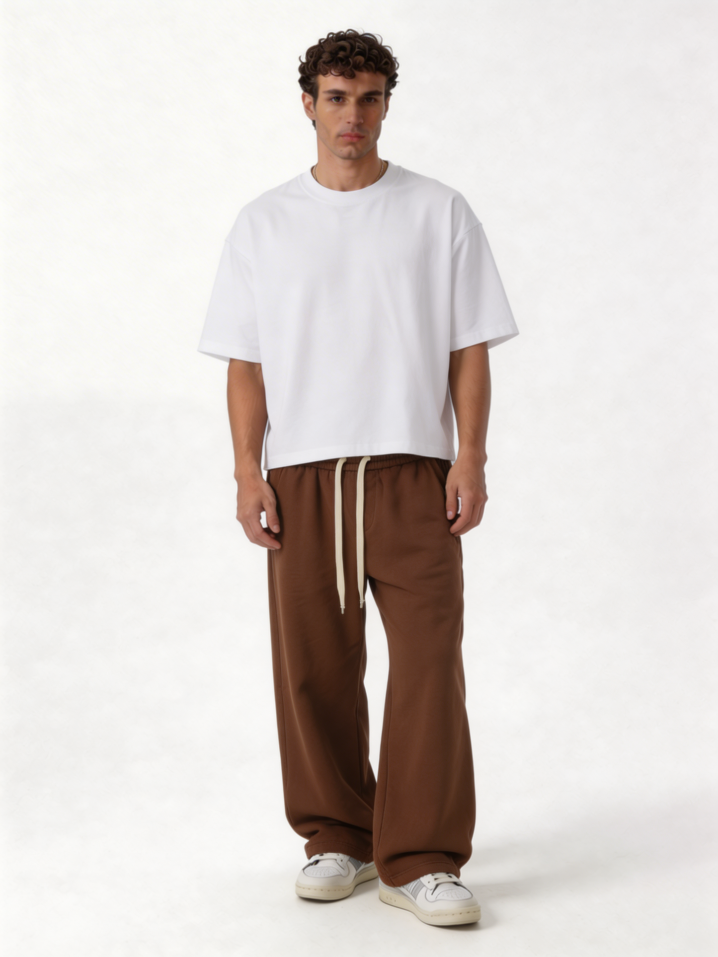 Relaxed Wide-Leg Cotton Blend Sweatpants - unbranded