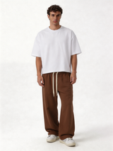 Relaxed Wide-Leg Cotton Blend Sweatpants - unbranded