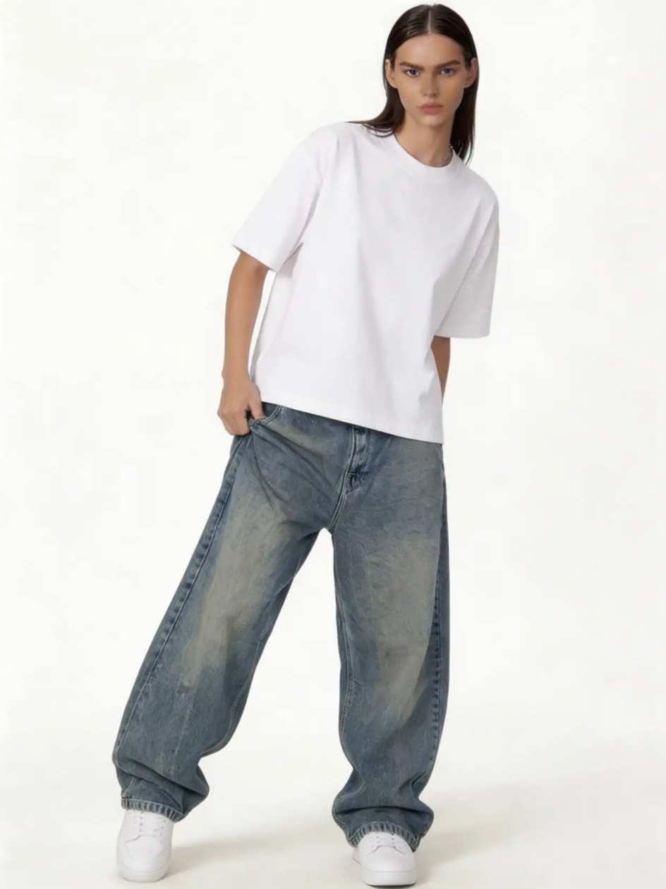 Washed Jeans Denim Baggy Fit - seven