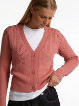 Cable Knit Cardigan Cotton Slim Fit - kamzi