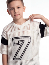 Graphic Knit Tee Crochet Knit Regular Fit - seven kids