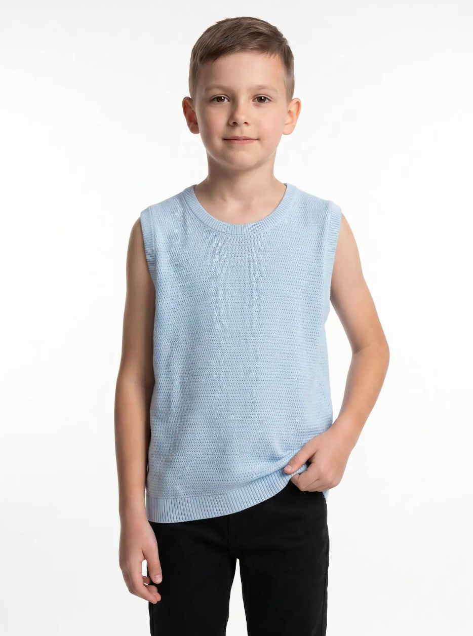 Ribbed Trim Sweater Vest Knit Regular Fit - seven kids