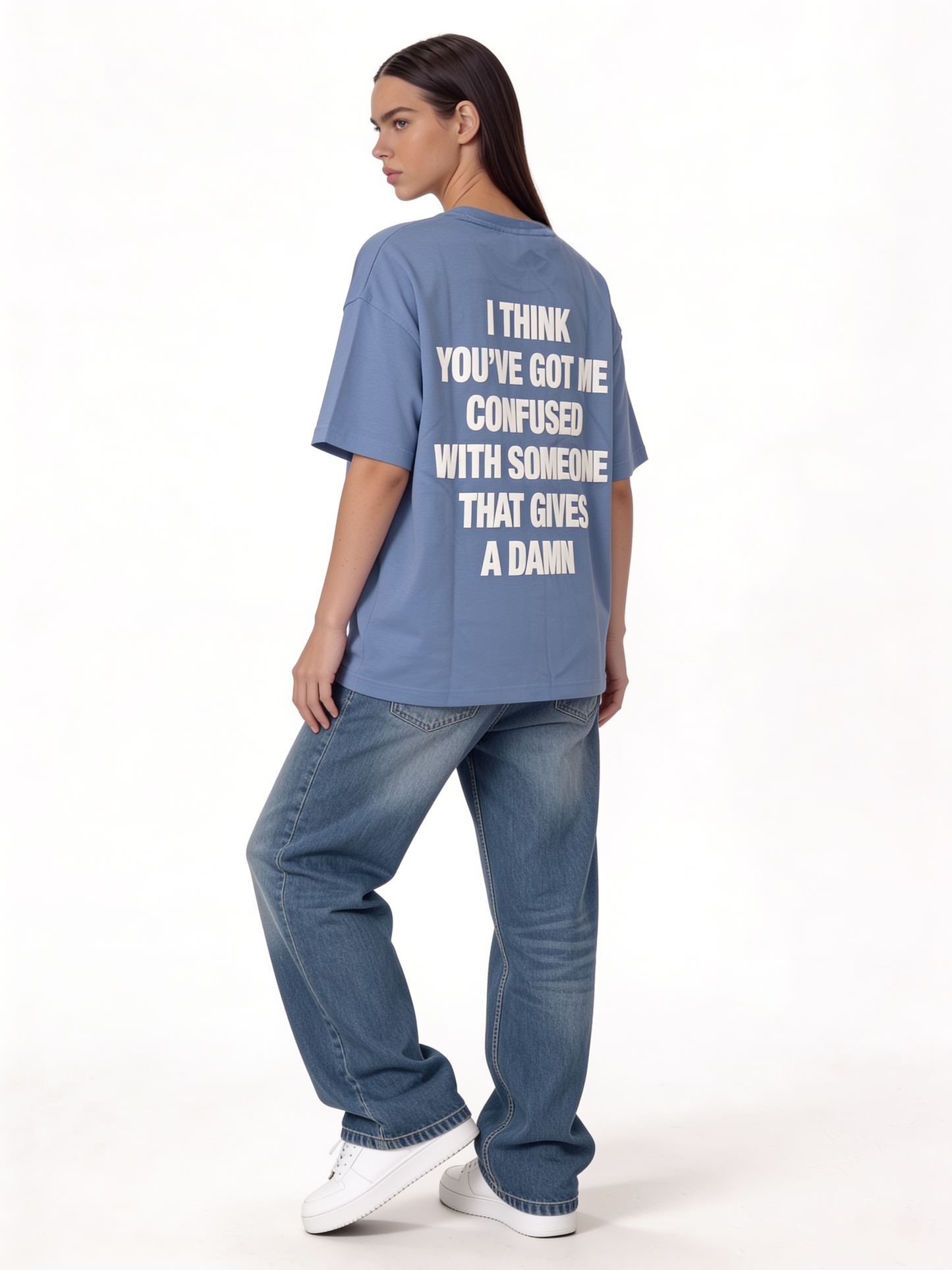 Typography Back Print T-Shirt Cotton Oversized Fit - seven