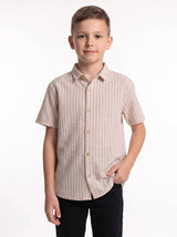 Vertical Stripe Short Sleeve Button-Up Shirt - Seven