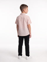 Vertical Stripe Short Sleeve Button-Up Shirt - Seven