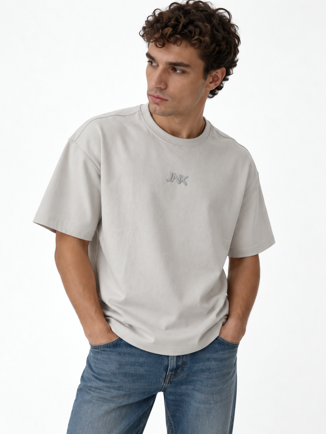 Embroidered Logo T-Shirt Cotton Boxy Fit - INK