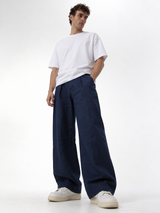 Relaxed Wide-Leg Pleated Cotton Trousers - unbranded