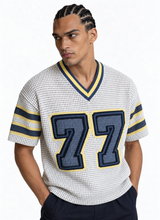 Number Graphic V-Neck Jersey Cotton Knit Boxy Fit - void
