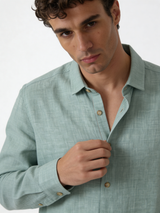 Relaxed-Fit Slubbed Linen Long Sleeve Shirt - lusso