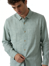 Relaxed-Fit Slubbed Linen Long Sleeve Shirt - lusso