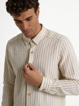 Relaxed-Fit Pinstripe Linen-Cotton Long Sleeve Shirt - lusso