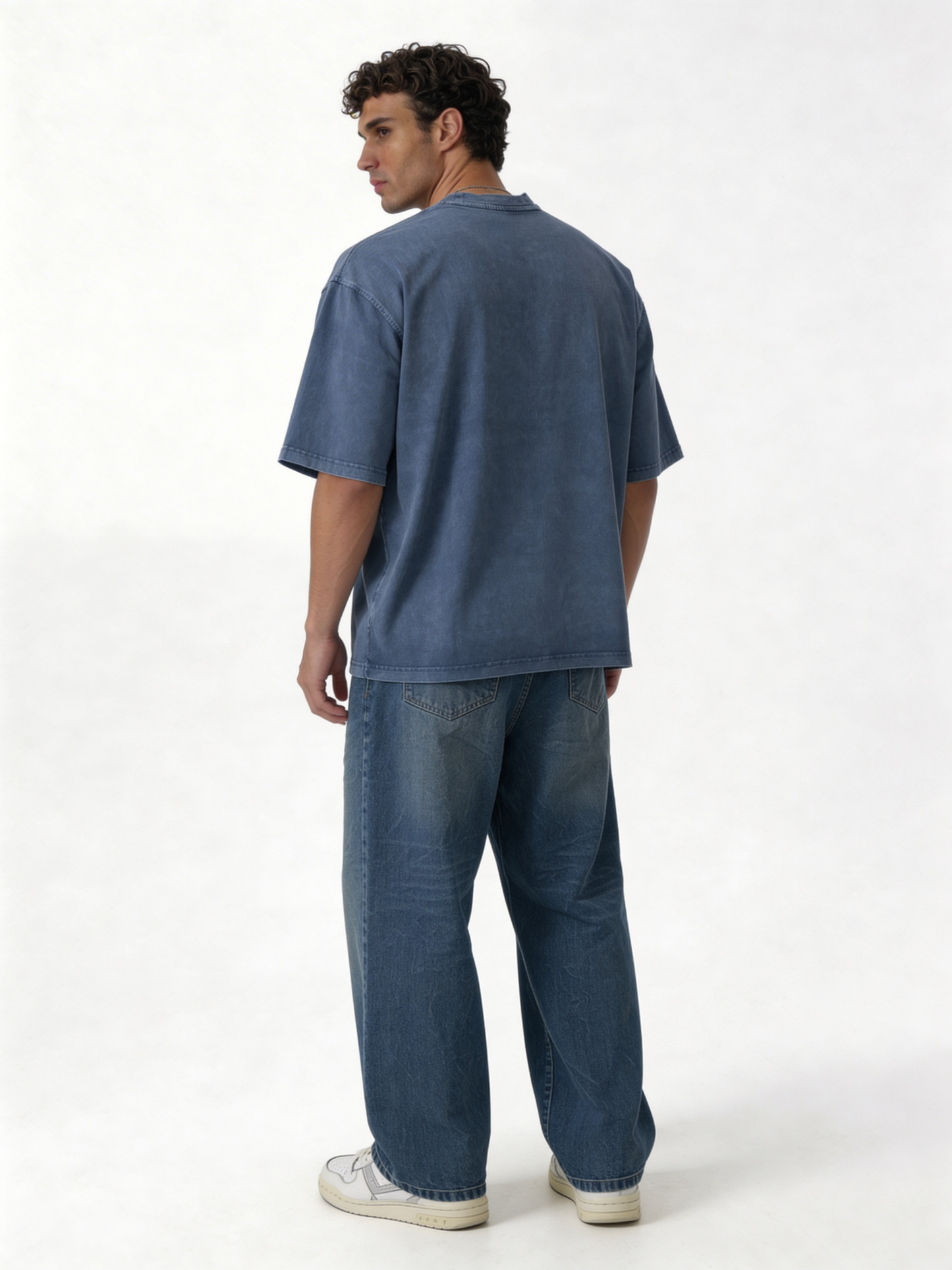 Boxy Acid Wash Cotton Graphic Tee - ink