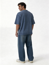 Boxy Acid Wash Cotton Graphic Tee - ink
