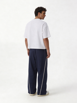 Relaxed Wide-Leg Piped Cotton Blend Sweatpants - unbranded