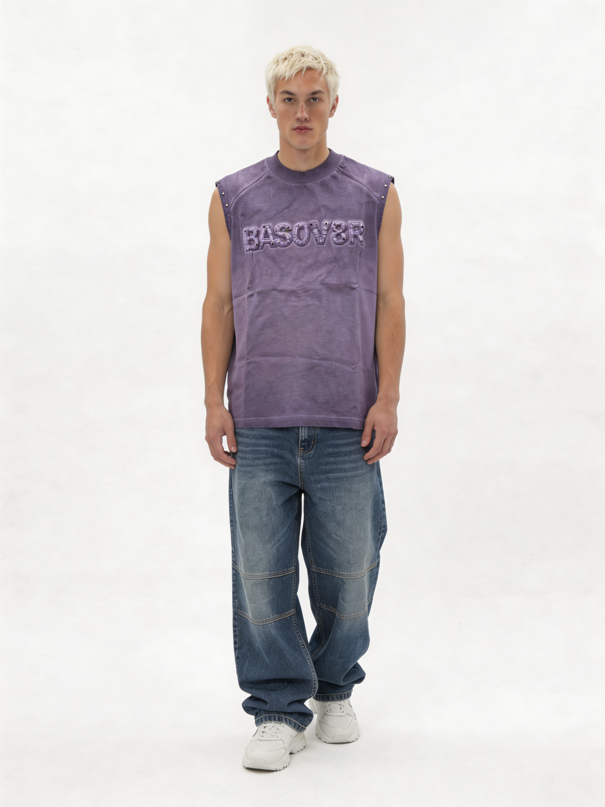 Boxy Washed Cotton Graphic Muscle Tee - jex