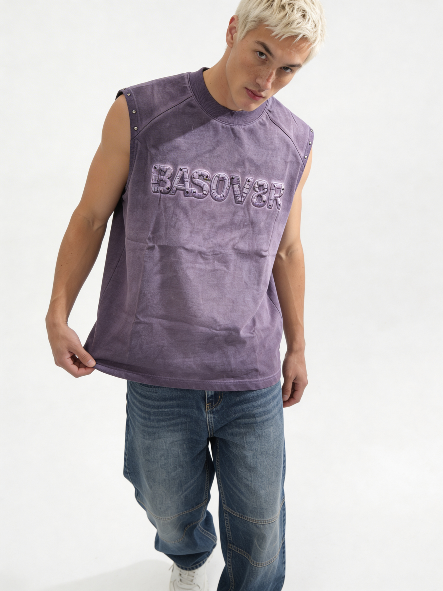 Boxy Washed Cotton Graphic Muscle Tee - jex