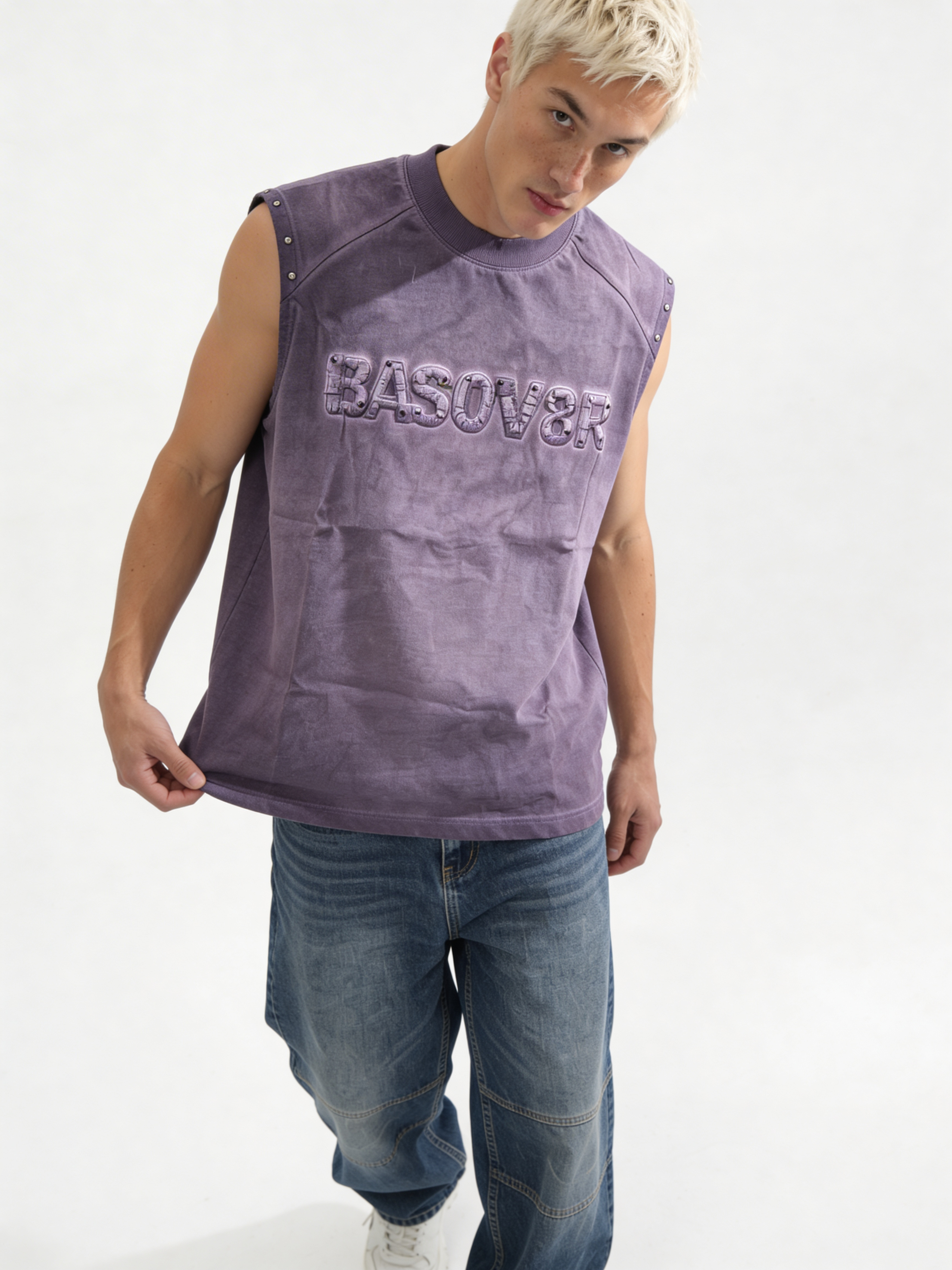Boxy Washed Cotton Graphic Muscle Tee - jex