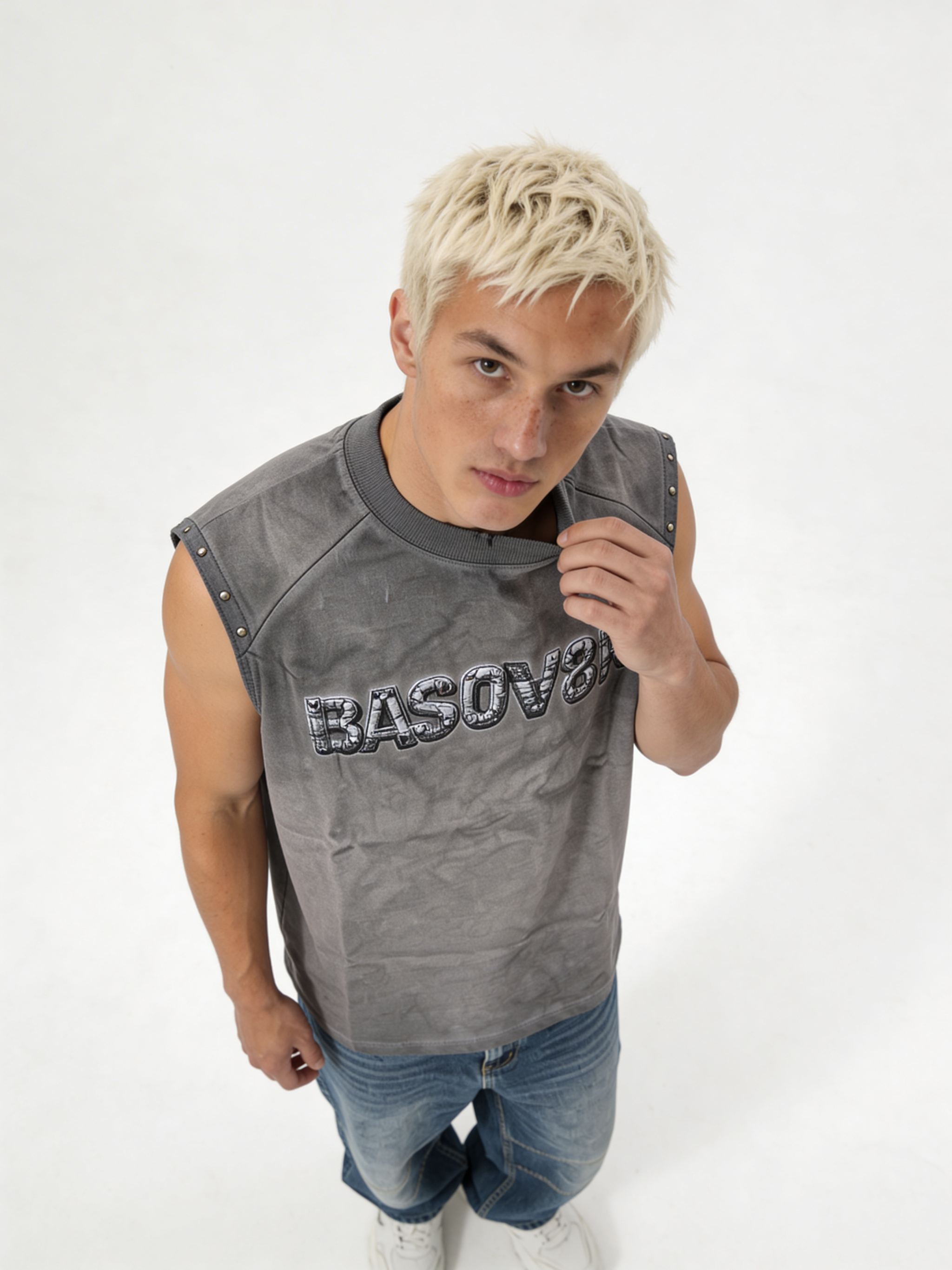 Boxy Washed Cotton Graphic Muscle Tee - jex