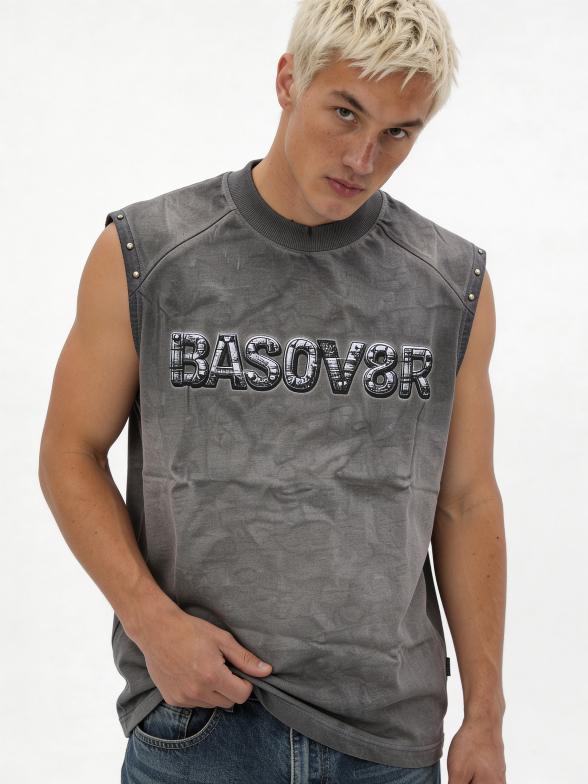 Boxy Washed Cotton Graphic Muscle Tee - jex