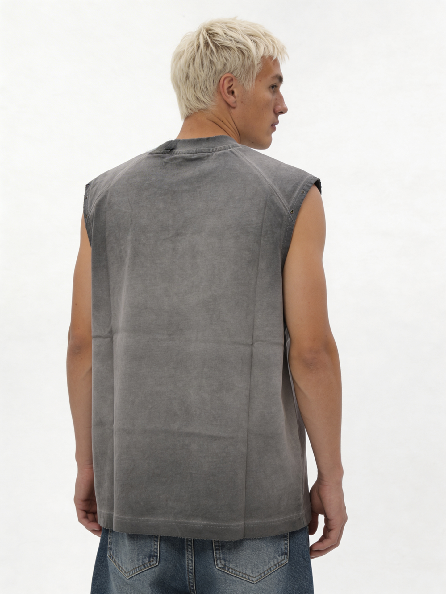 Boxy Washed Cotton Graphic Muscle Tee - jex