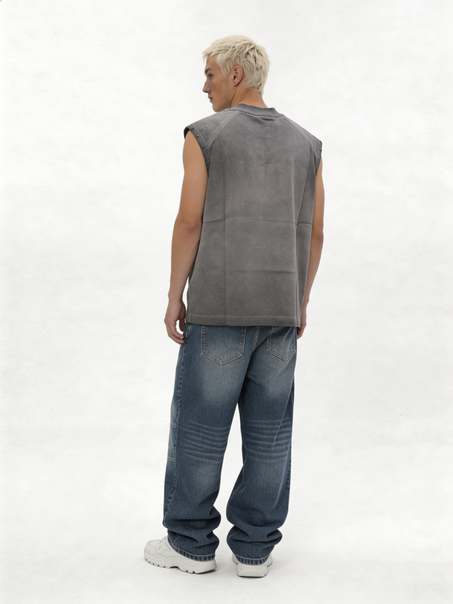Boxy Washed Cotton Graphic Muscle Tee - jex