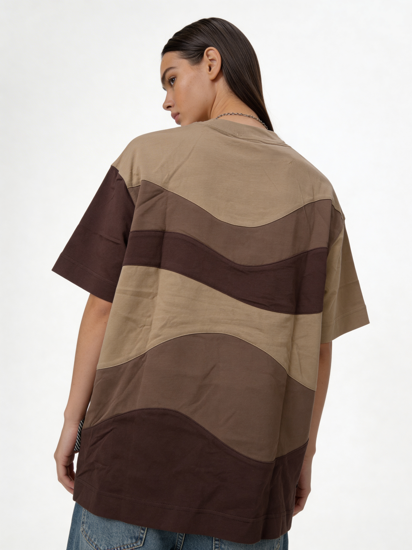 Boxy Panelled Cotton Graphic T-Shirt - jex