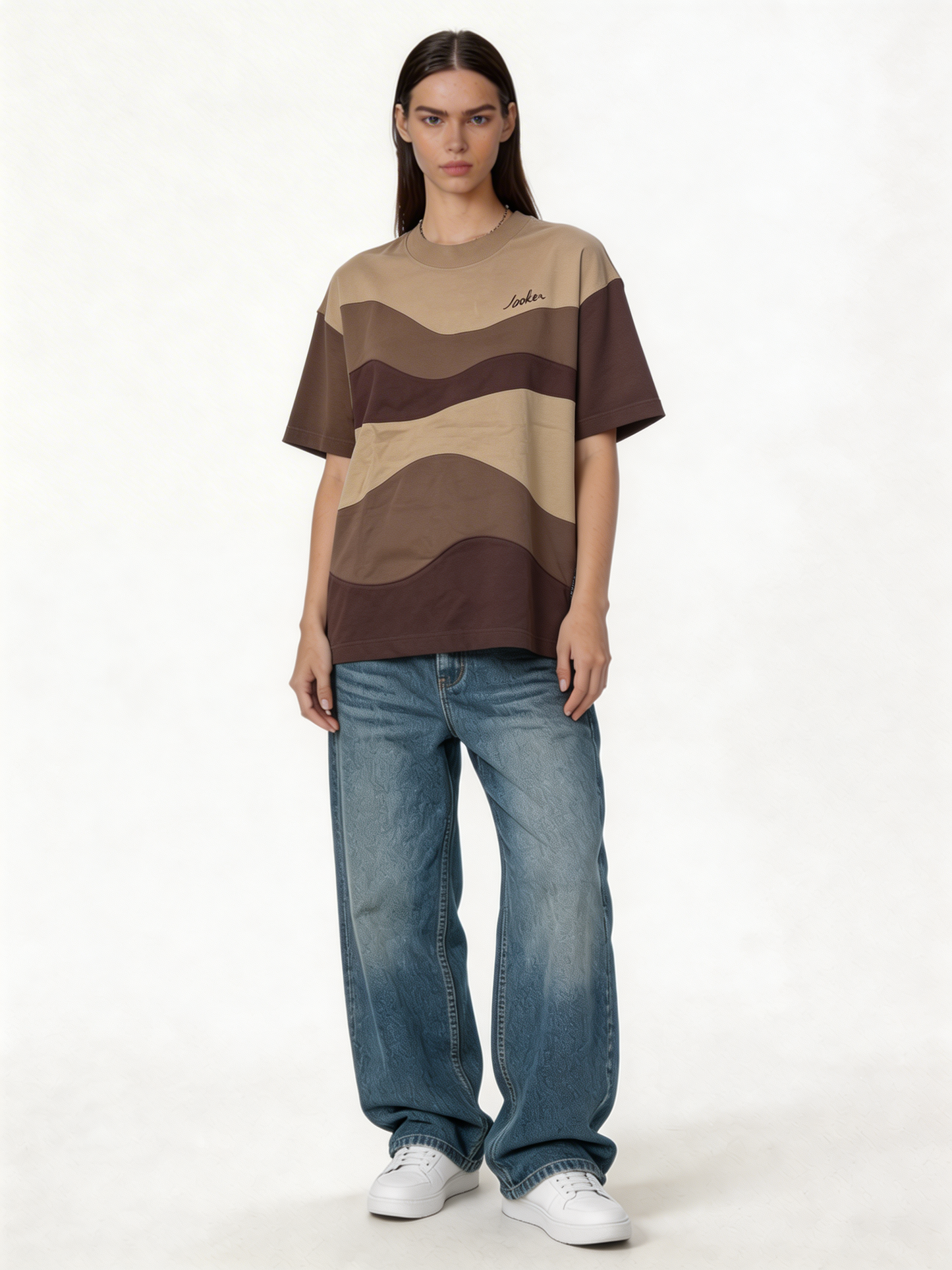 Boxy Panelled Cotton Graphic T-Shirt - jex