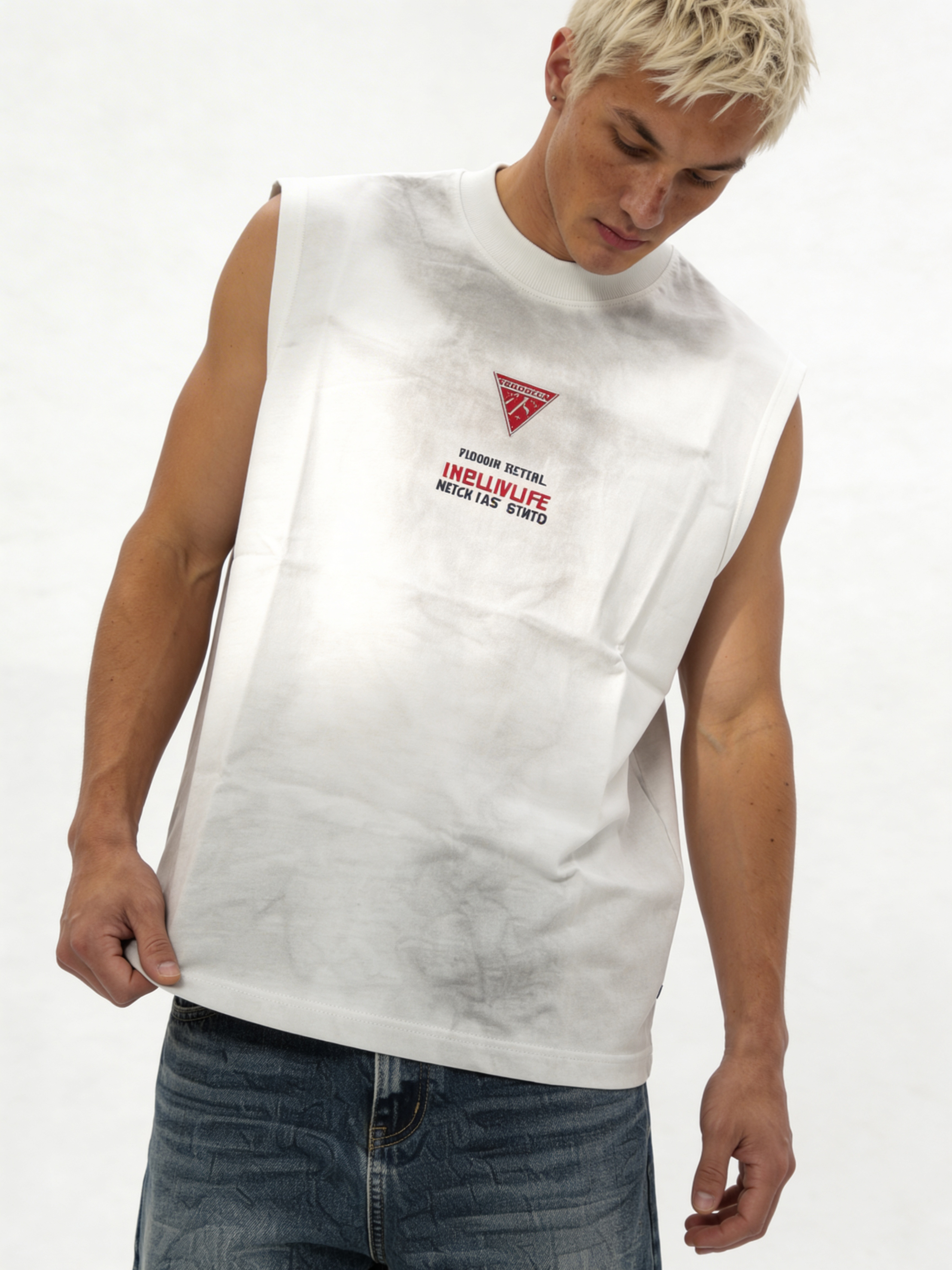 Boxy Washed Cotton Graphic Muscle Tee - jex