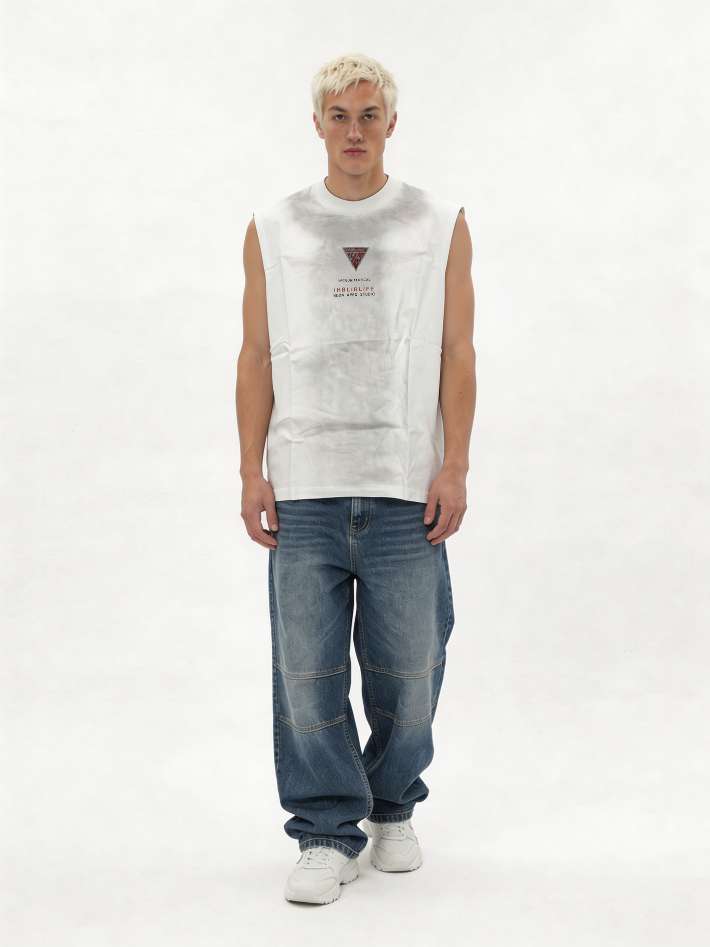 Boxy Washed Cotton Graphic Muscle Tee - jex