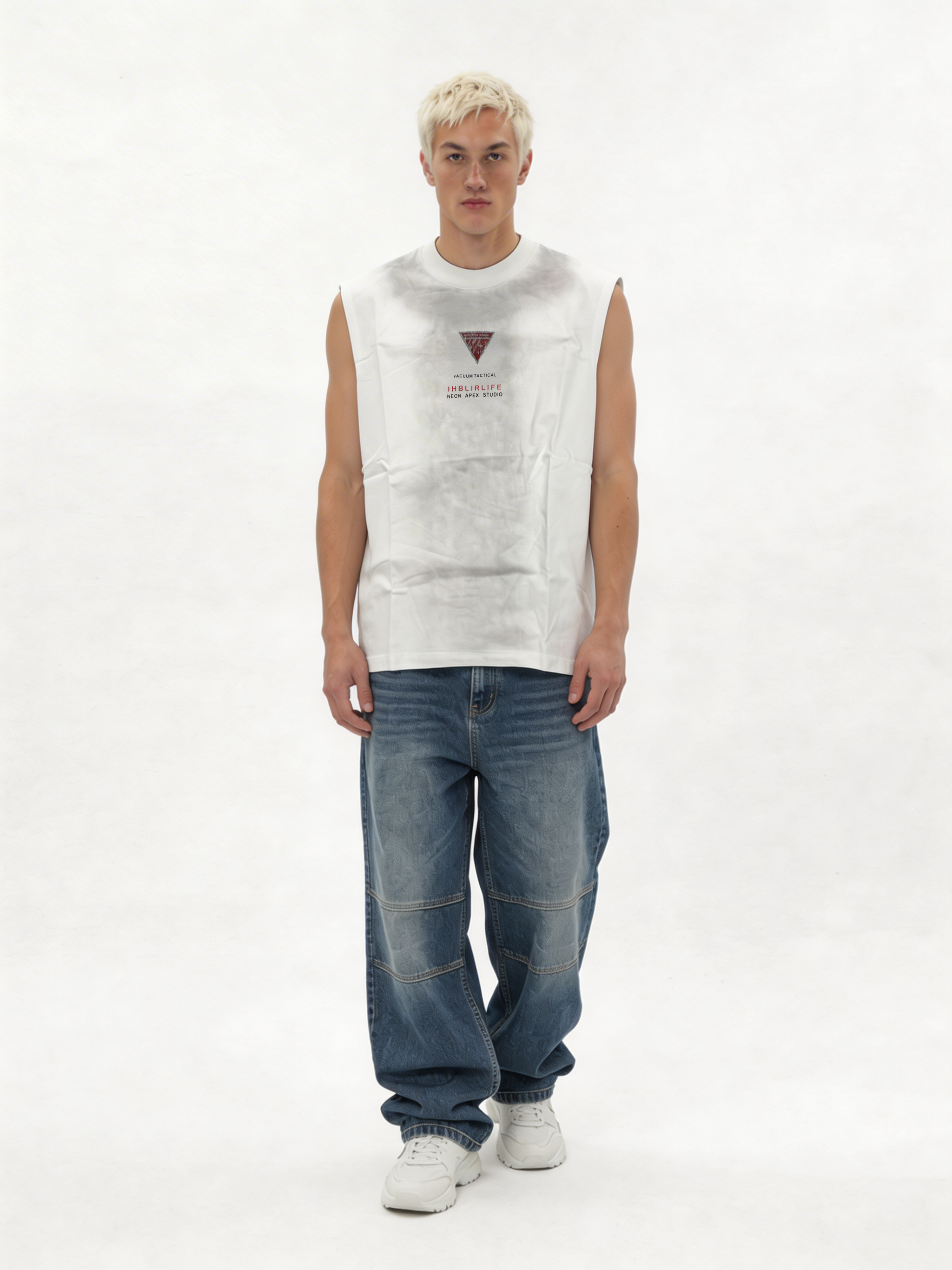Boxy Washed Cotton Graphic Muscle Tee - jex
