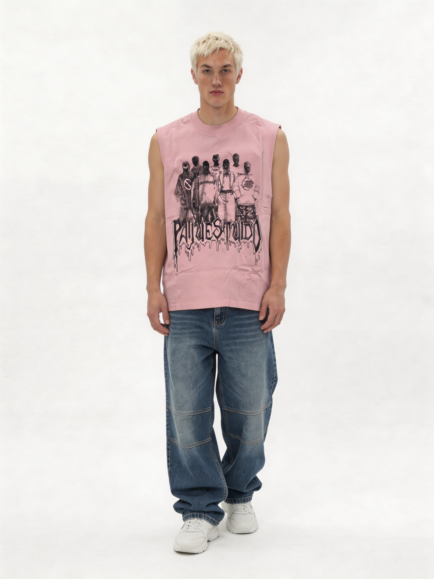 Boxy Heavyweight Cotton Graphic Muscle Tee - jex