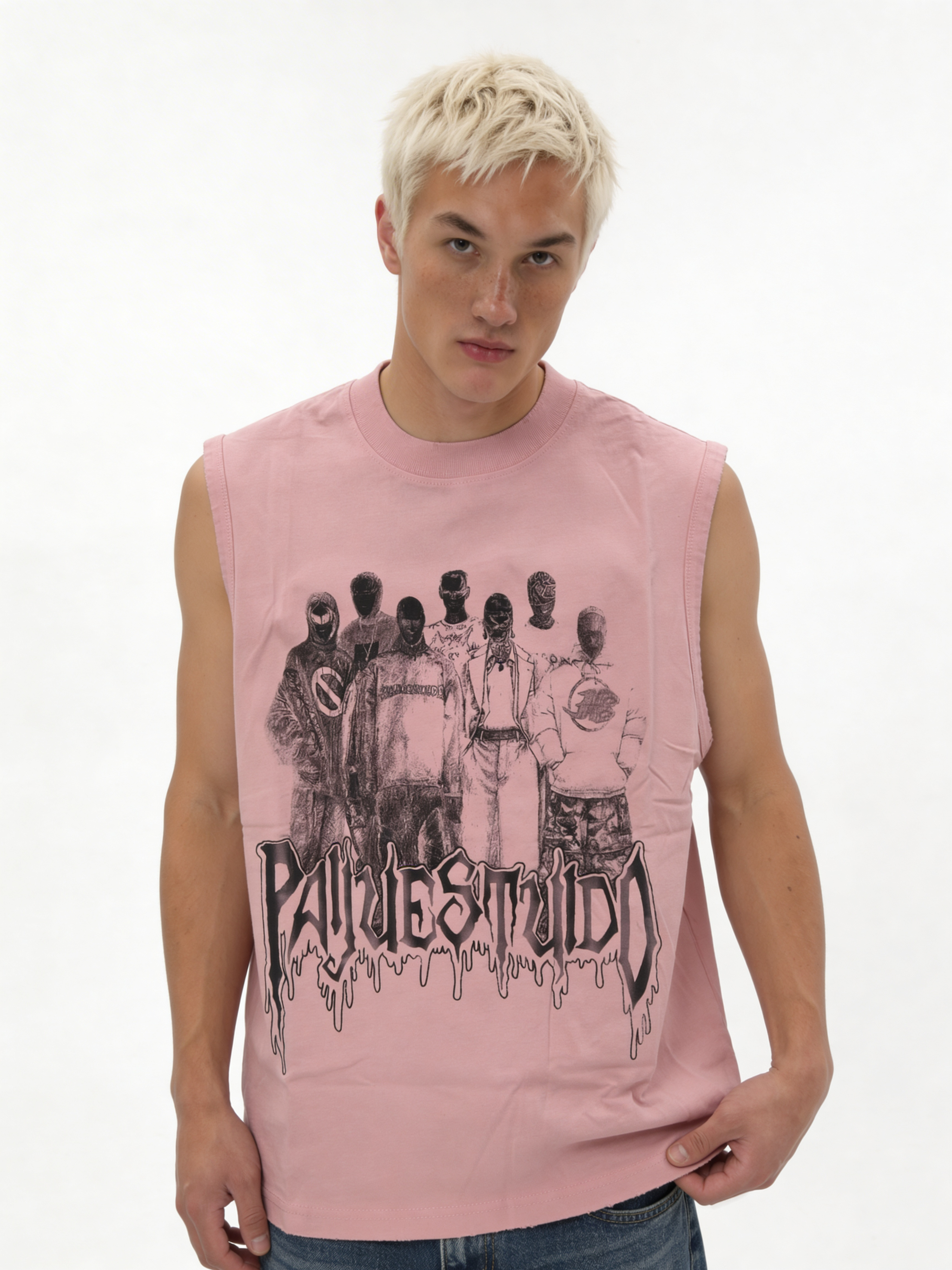 Boxy Heavyweight Cotton Graphic Muscle Tee - jex