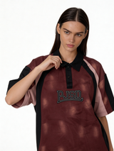 Boxy Panelled Washed Cotton Polo Shirt - jex -