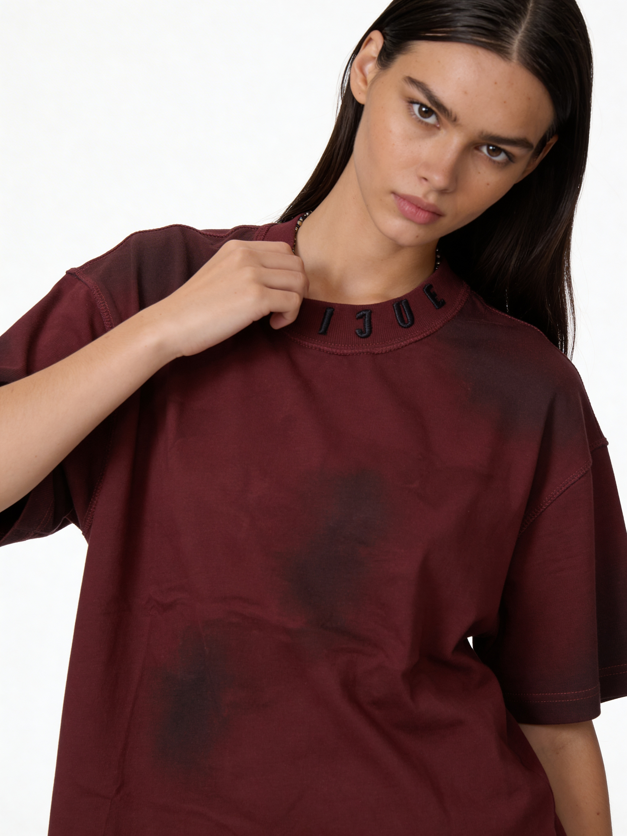 Boxy Washed Cotton Logo-Collar T-Shirt - jex
