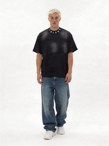 Boxy Washed Cotton Logo-Collar T-Shirt - jex
