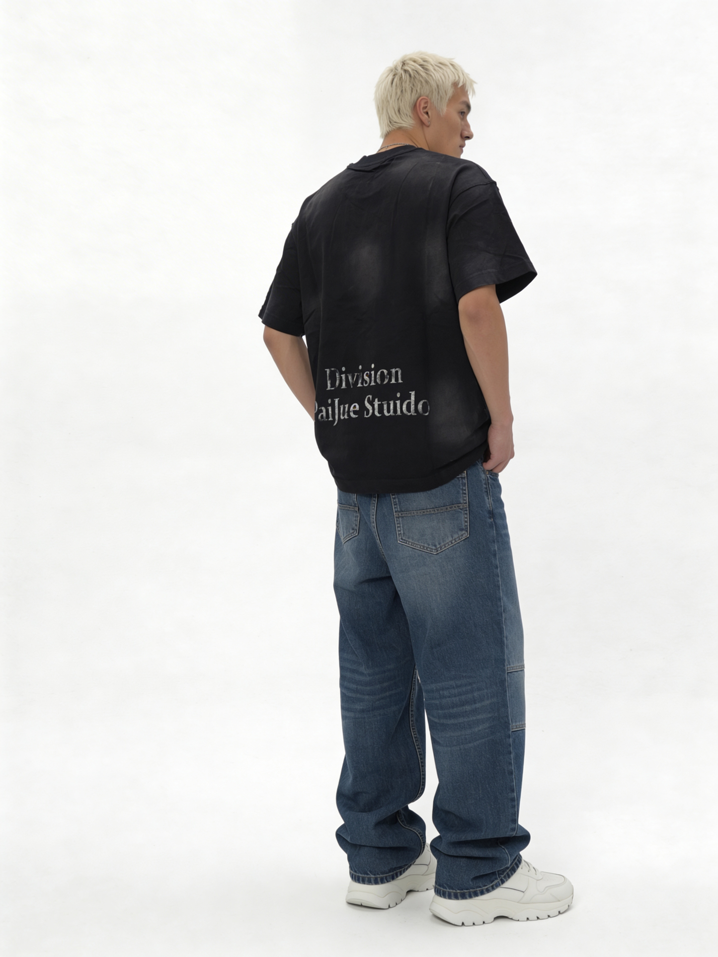 Boxy Washed Cotton Logo-Collar T-Shirt - jex