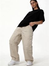 Relaxed Wide-Leg Technical Nylon Cargo Trousers - jex