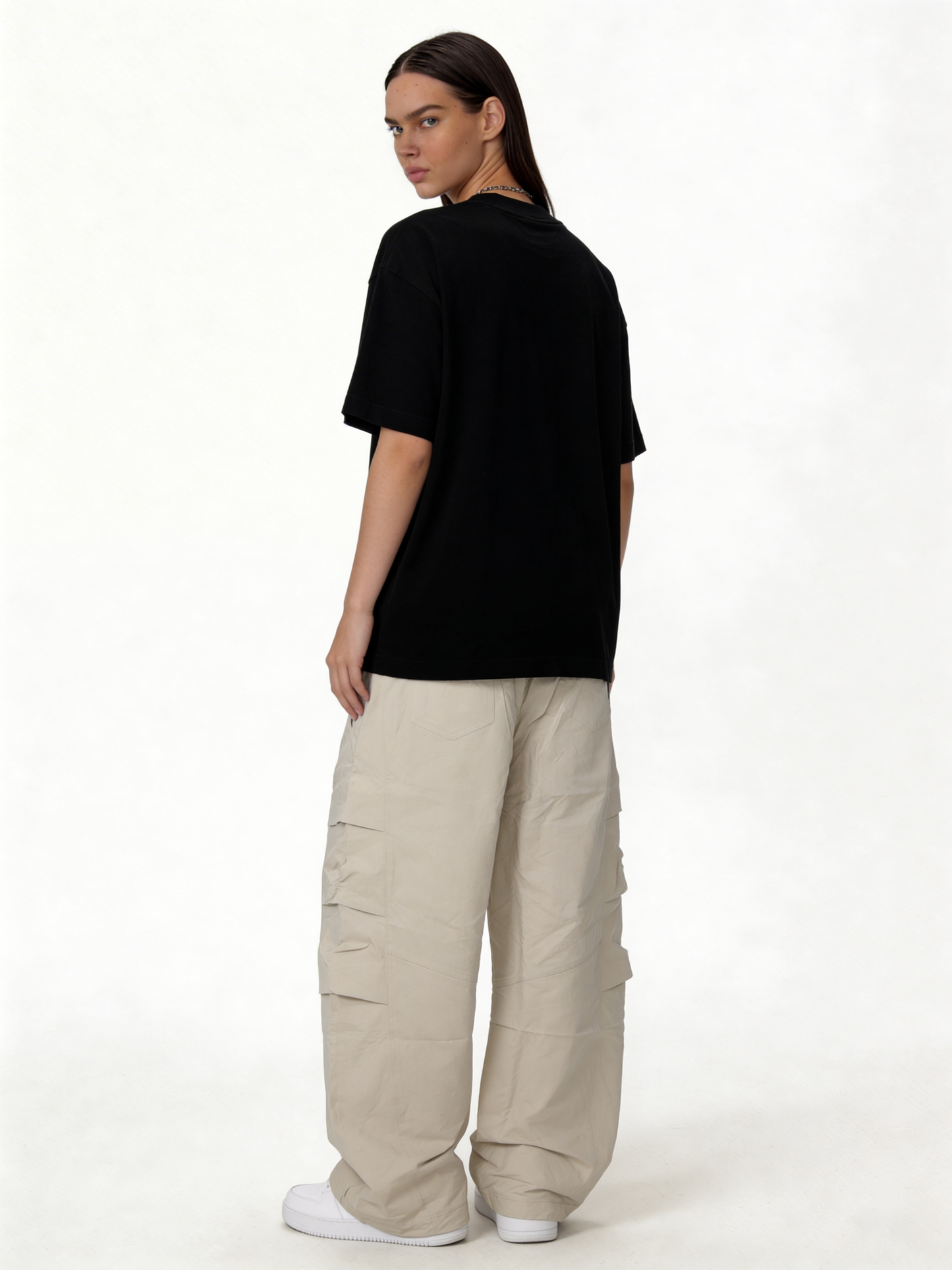 Relaxed Wide-Leg Technical Nylon Cargo Trousers - jex