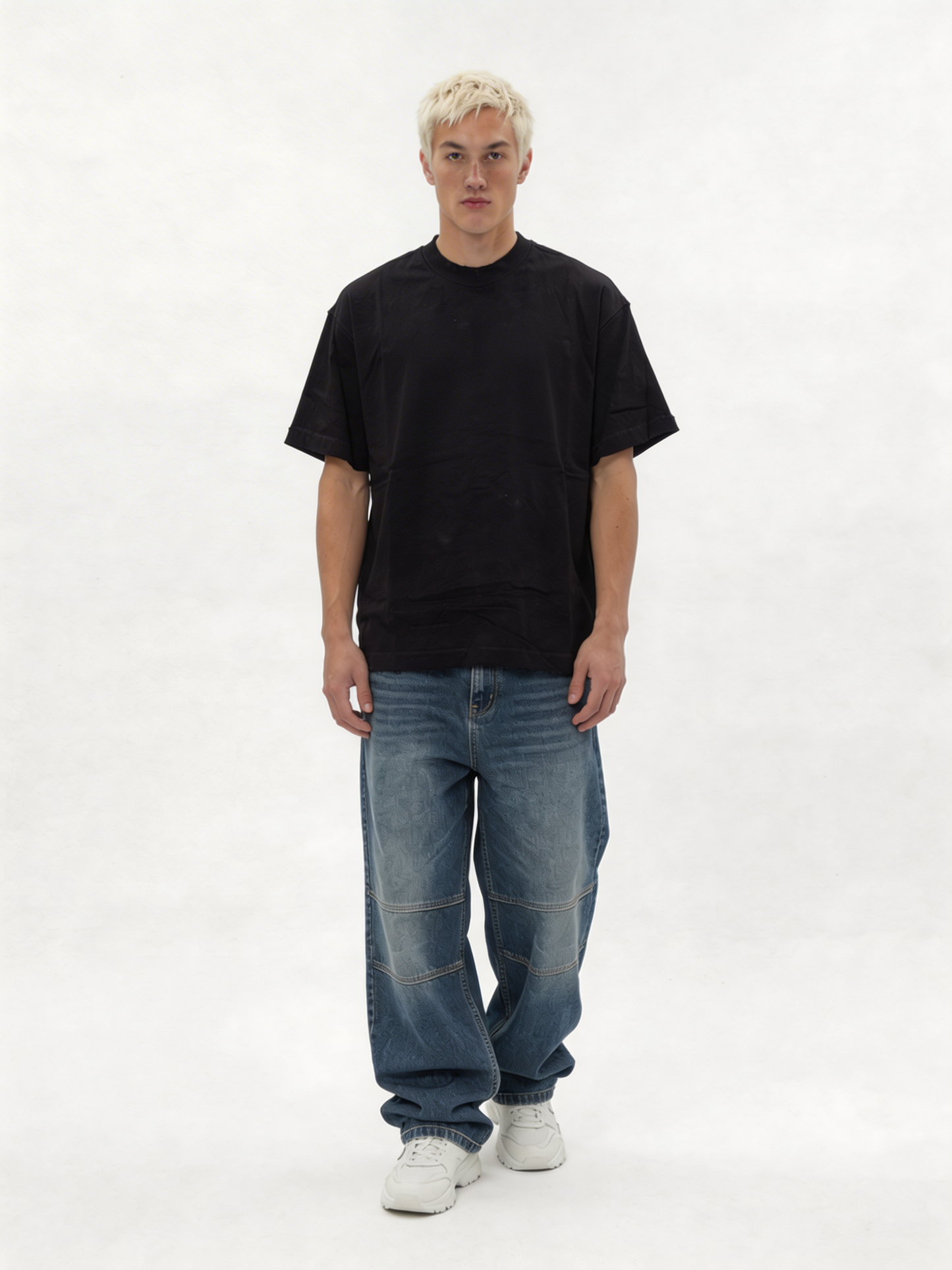 Relaxed Wide-Leg Panelled Denim Jeans - jex