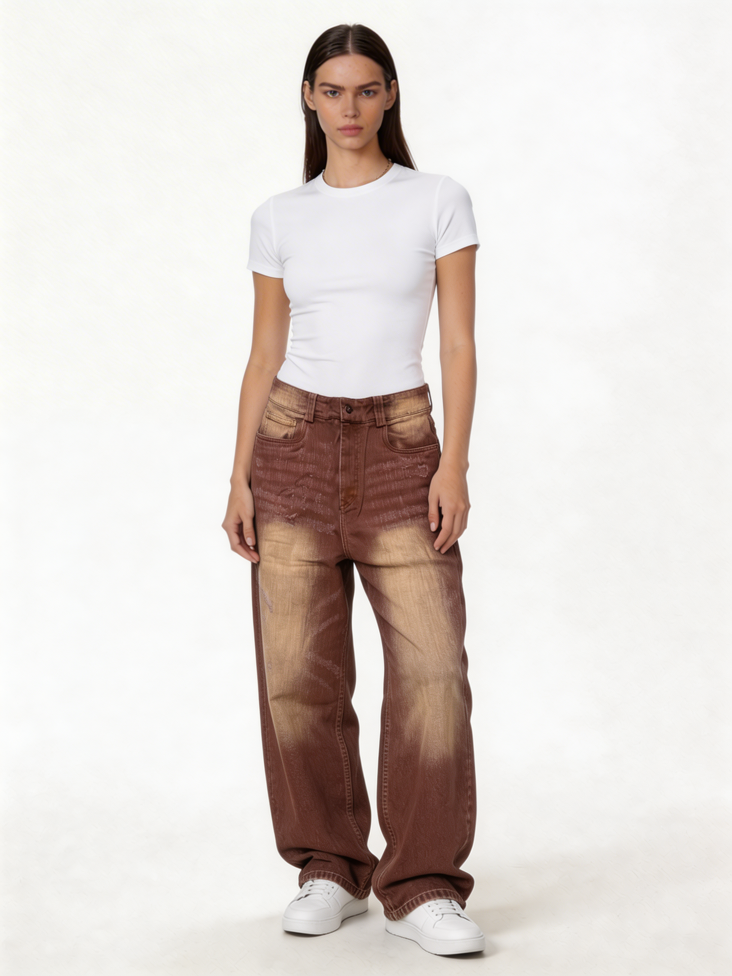 Relaxed Wide-Leg Washed Cotton Denim - jex