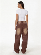Relaxed Wide-Leg Washed Cotton Denim - jex
