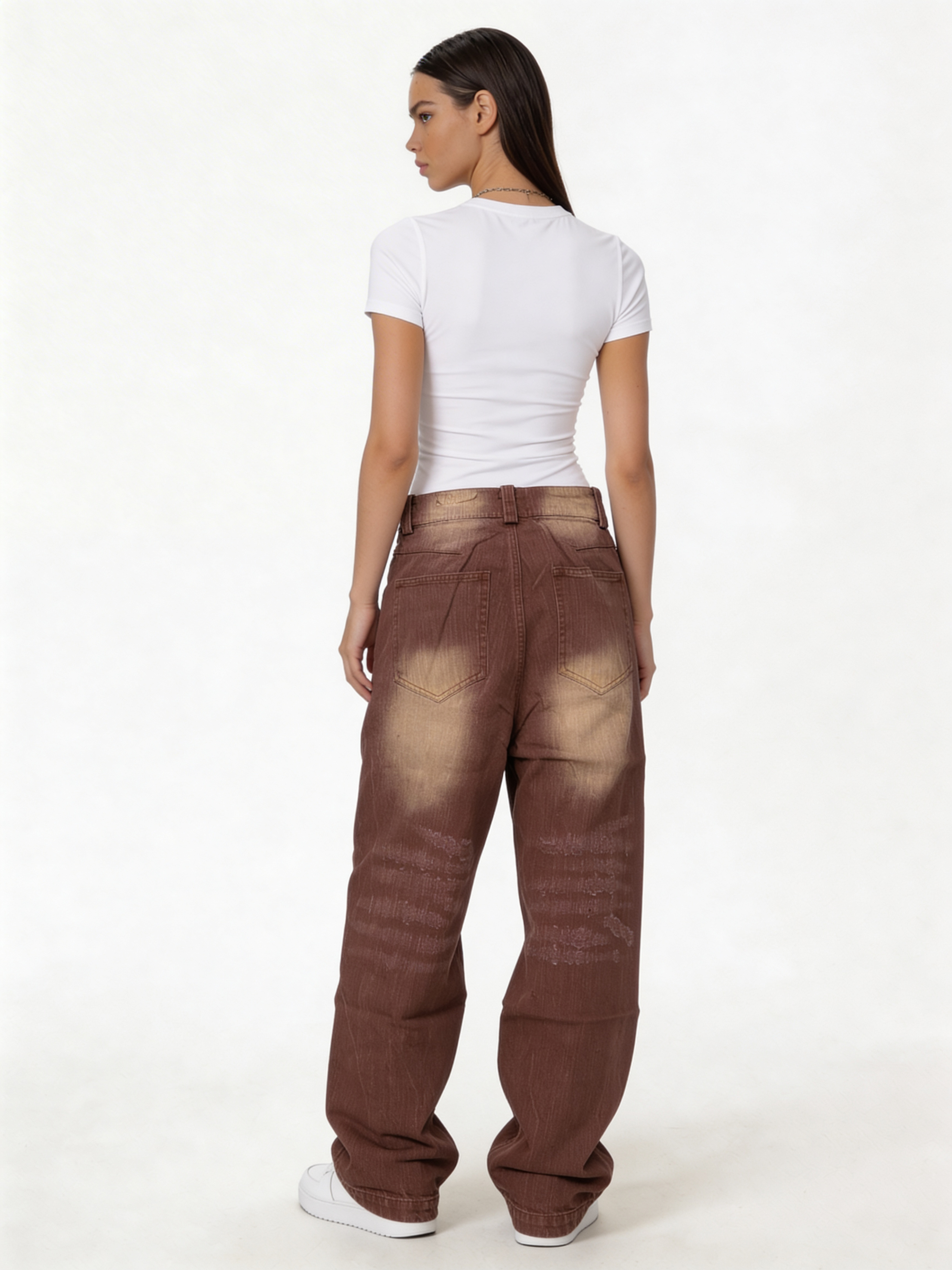 Relaxed Wide-Leg Washed Cotton Denim - jex