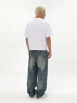 Relaxed Wide-Leg Belted Cotton Denim - jex