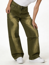 Relaxed Wide-Leg Panelled Washed Cotton Denim - jex