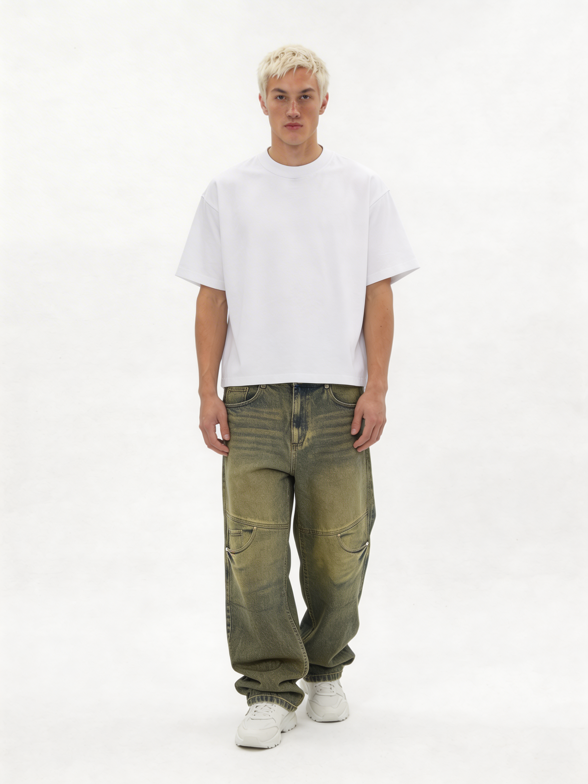 Relaxed Wide-Leg Riveted Panelled Denim - jex