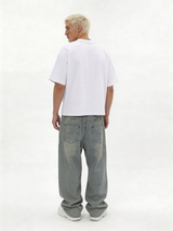 Relaxed Wide-Leg Drawstring Cotton Denim - jex